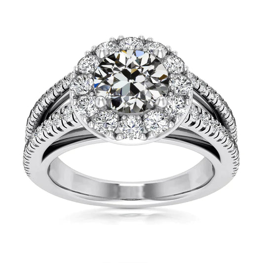 Halo Anniversary Ring Old Miner Natural Diamond Split Shank 7 Carats