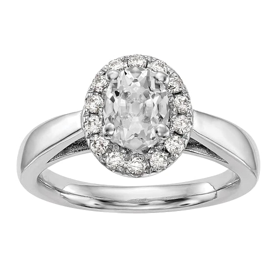 Halo Anniversary Ring Oval Old Cut Real Diamond 3.75 Carats Tapered Shank