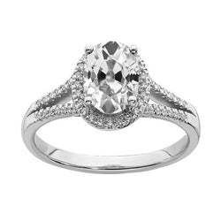 Halo Anniversary Ring Oval Old Miner Real Diamond Split Shank 5.50 Carats