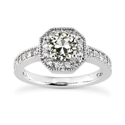 Halo Anniversary Ring Round Old European Genuine Natural Earth Mined Diamond Milgrain 3.75 Carats
