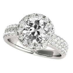 Halo Anniversary Ring Round Real Old Miner Diamonds Pave Set 6 Carats