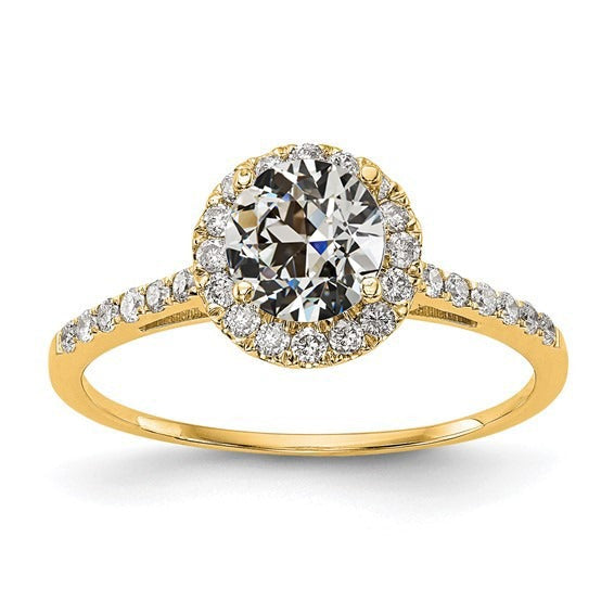 Halo Anniversary Ring With Accents Round Real Old Cut Diamond 3 Carats - Halo Ring-harrychadent.ca
