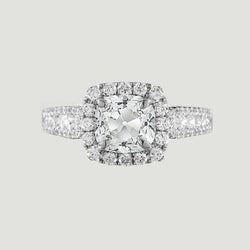 Halo Anniversary Round Ring Old Cut Cushion Genuine Natural Earth Mined Diamonds 3.25 Carats