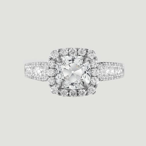 Halo Anniversary Round Ring Old Cut Cushion Genuine Diamonds 3.25 Carats