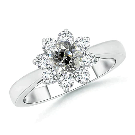 Halo Cluster Engagement Real Diamond Ring