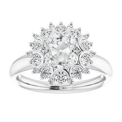 Halo Cushion Old Miner Genuine Natural Earth Mined Diamond Ring Flower Style 7.50 Carats Jewelry