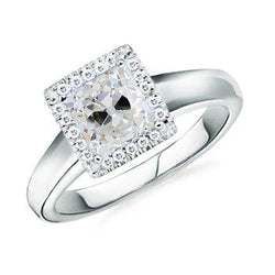 Halo Cushion Old Miner Real Diamond Ring 2 Carats White Gold Thick Shank