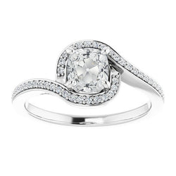 Halo Cushion Real Old Mine Cut Natural Earth Mined Diamond Ring Twisted Style 5 Carats