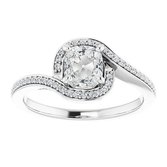 Halo Cushion Real Old Mine Cut Diamond Ring Twisted Style 5 Carats