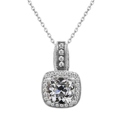 Brilliant Diamond Cushion Cut Pendant 4 ct – 14K White Gold