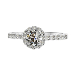 Halo Setting Ring 14K White Gold – Brilliant Diamond Antique