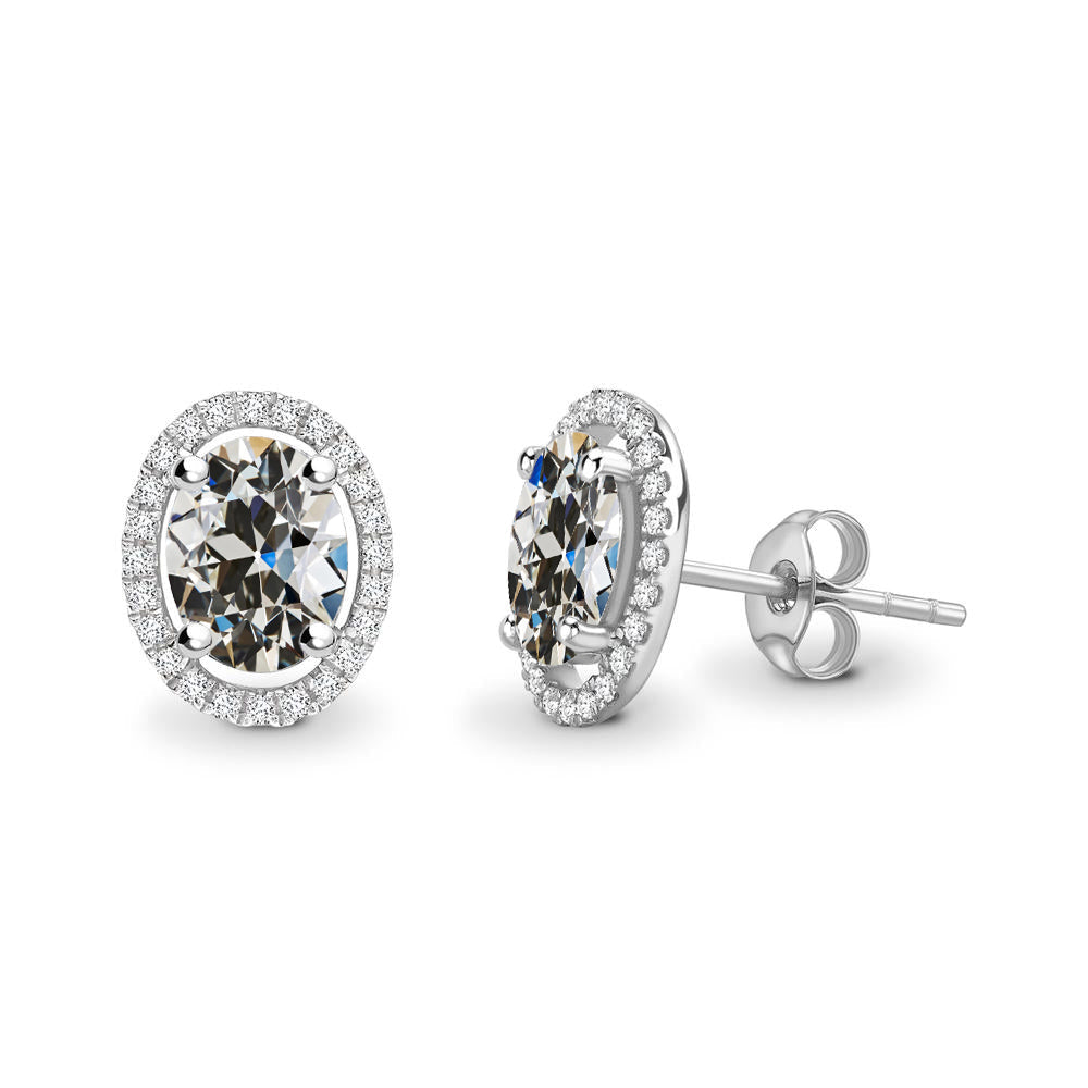 Fine Diamond Stud Earrings 2-ct 14K White Gold – main view