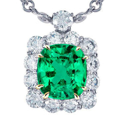 Bespoke Emerald Stone Pendant Necklace 6 ct – 14 Karat Two Tone