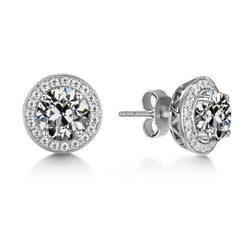 Drop Earrings 14K White Gold – Fine Diamond Old Mine Cut 3.50 ct