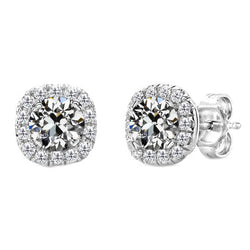 Old Mine Cut Brilliant Diamond Earrings 1 ct – 14K White Gold