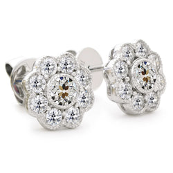 Drop Earrings 14K White Gold – Fine Diamond Antique Cushion 1 ct