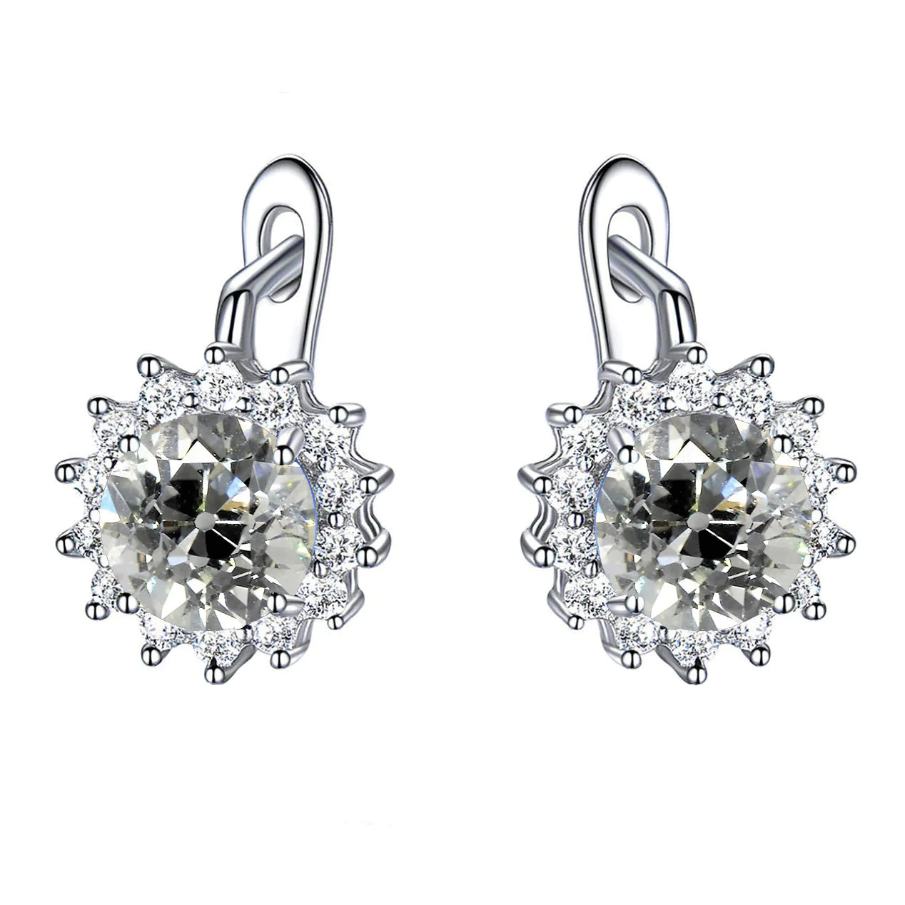 Halo Drop Earrings Old Miner Real Diamonds 6.50 Carats Gold Jewelry