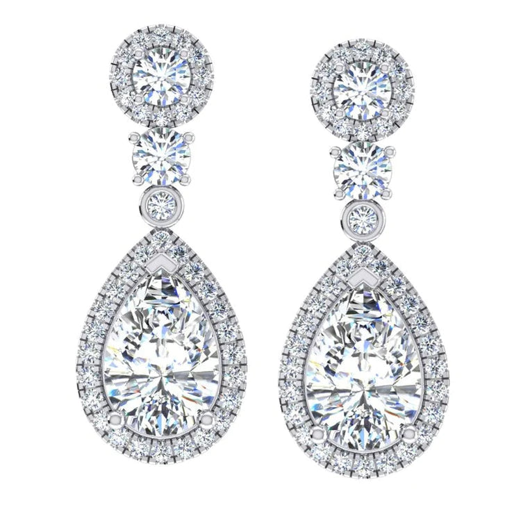 Halo Drop Real Diamond Earrings 10.50 Carats