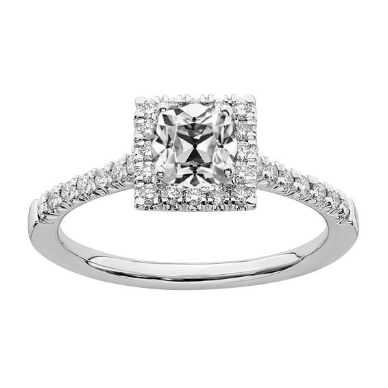 Halo Engagement Ring Cushion Old Miner Real Diamond 4.50 Carats Gold 14K