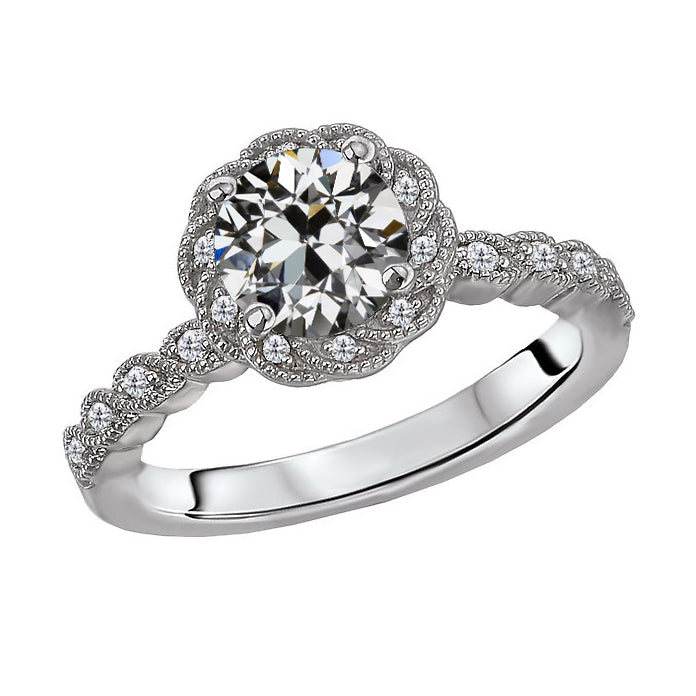 Antique Cushion Diamond ring in 14K White Gold – main view