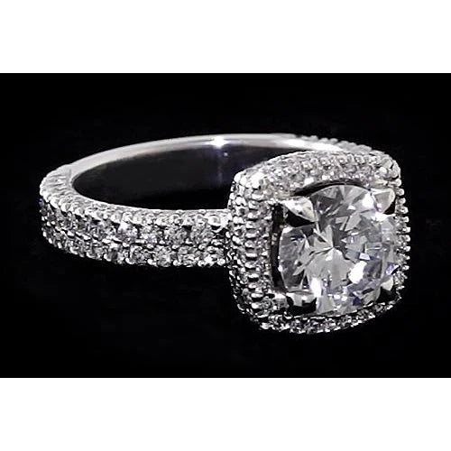 Halo Engagement Ring Round Real Diamond 3.50 Carats