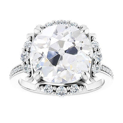 Halo Engagement Ring With Accents Old Cut Real Diamond 9.25 Carats