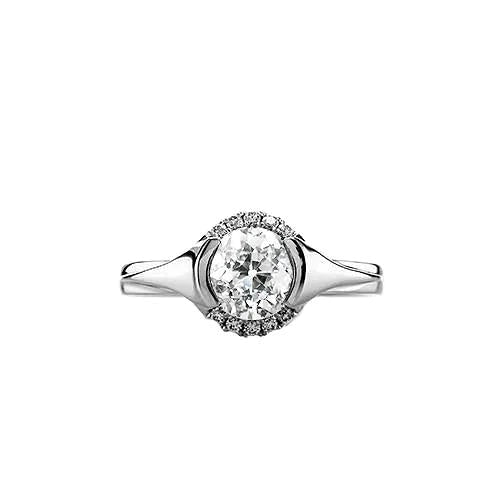 Halo Engagement Round Bezel Set Old European Natural Diamond Ring 1.50 Carats