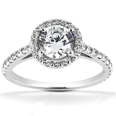 Halo Genuine Diamond Women Engagement Ring White Gold 1.66 Carats