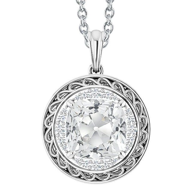 Genuine Brilliant Diamond Pendant 6 ct 14 Karat White Gold – main view