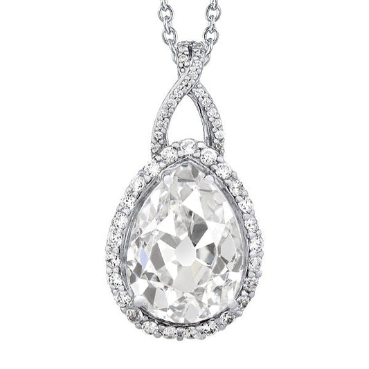 Fine Diamond Drop Pendant 3-ct 14K White Gold – main view