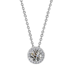 14K White Gold Fine Diamond Pendant – 2-ct Antique Cushion