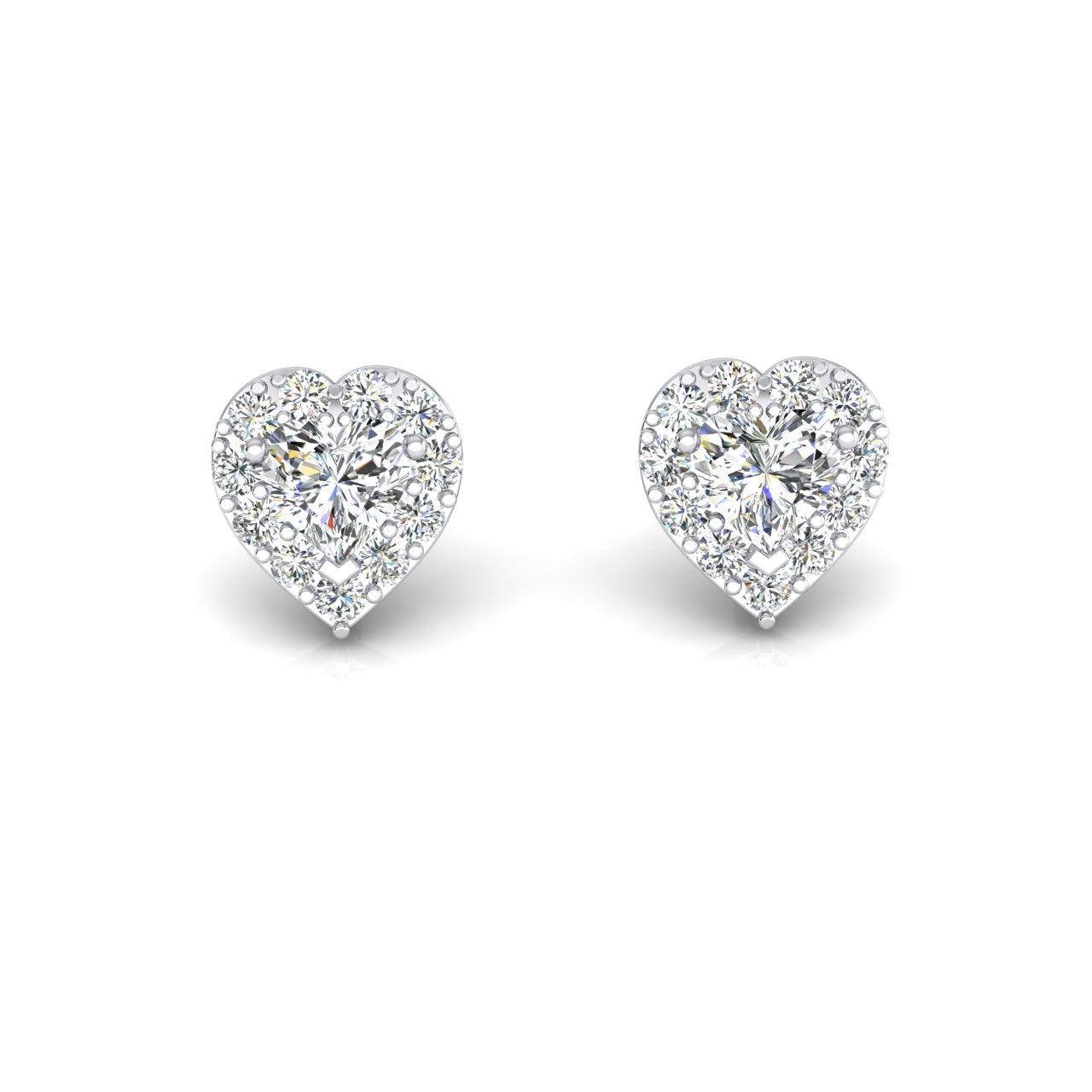 Halo Heart Natural Diamond Studs Earrings