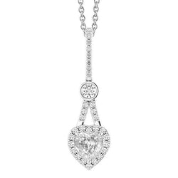 Halo Heart Old Miner Genuine Diamond Pendant Prong Bezel Set 2.50 Carats