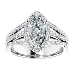 Halo Marquise Old Cut Natural Diamond Ring Double Split Shank 6.50 Carats