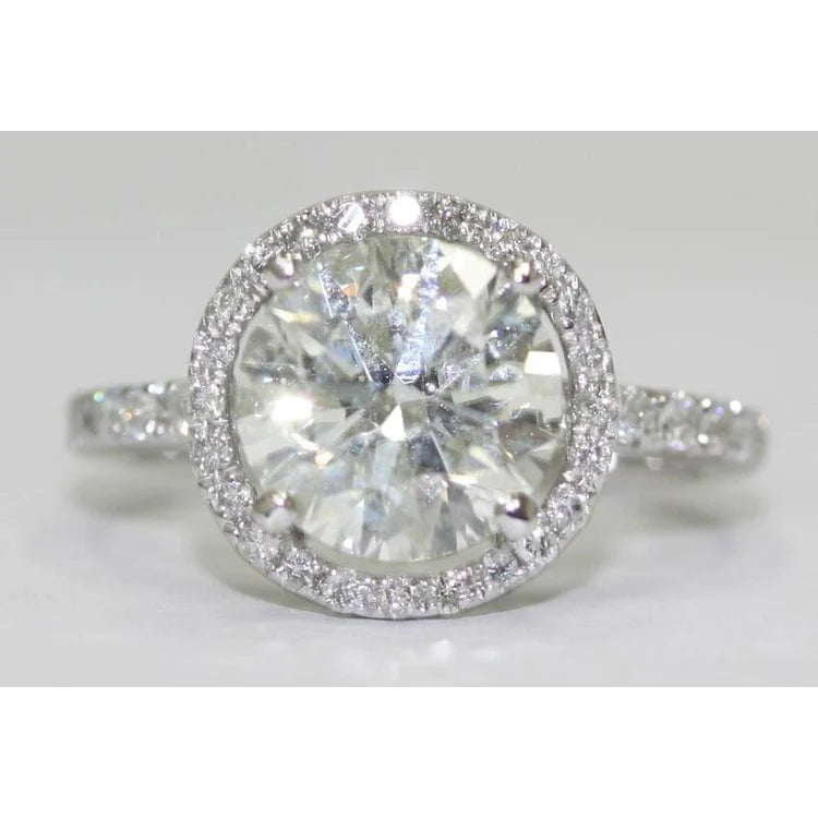 Halo Natural Diamond Engagement Women Ring 3.50 Carats Pave Set Jewelry New