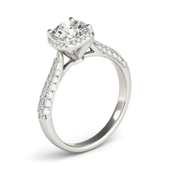 Halo Natural Diamond Solitaire Ring With Accent 1.50 Carat 14K