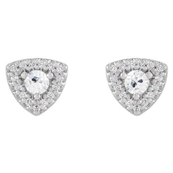 Halo Natural Diamond Stud Old Cut Earrings 4.50 Carats Triangle Shaped Jewelry