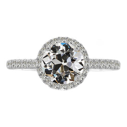 Diamond Old Mine Cut Halo Ring 2.50 ct – 14K White Gold