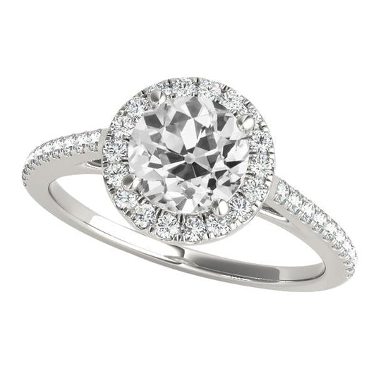 Halo Old Cut Round Genuine Diamond Ring 4.25 Carats Gold Ladies Jewelry - Halo Ring-harrychadent.ca