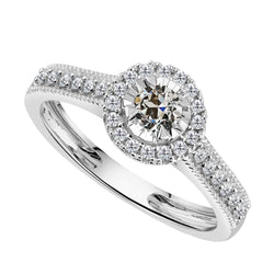 Old Mine Cut Diamond Halo Setting Ring 3 ct – 14 Karat White Gold