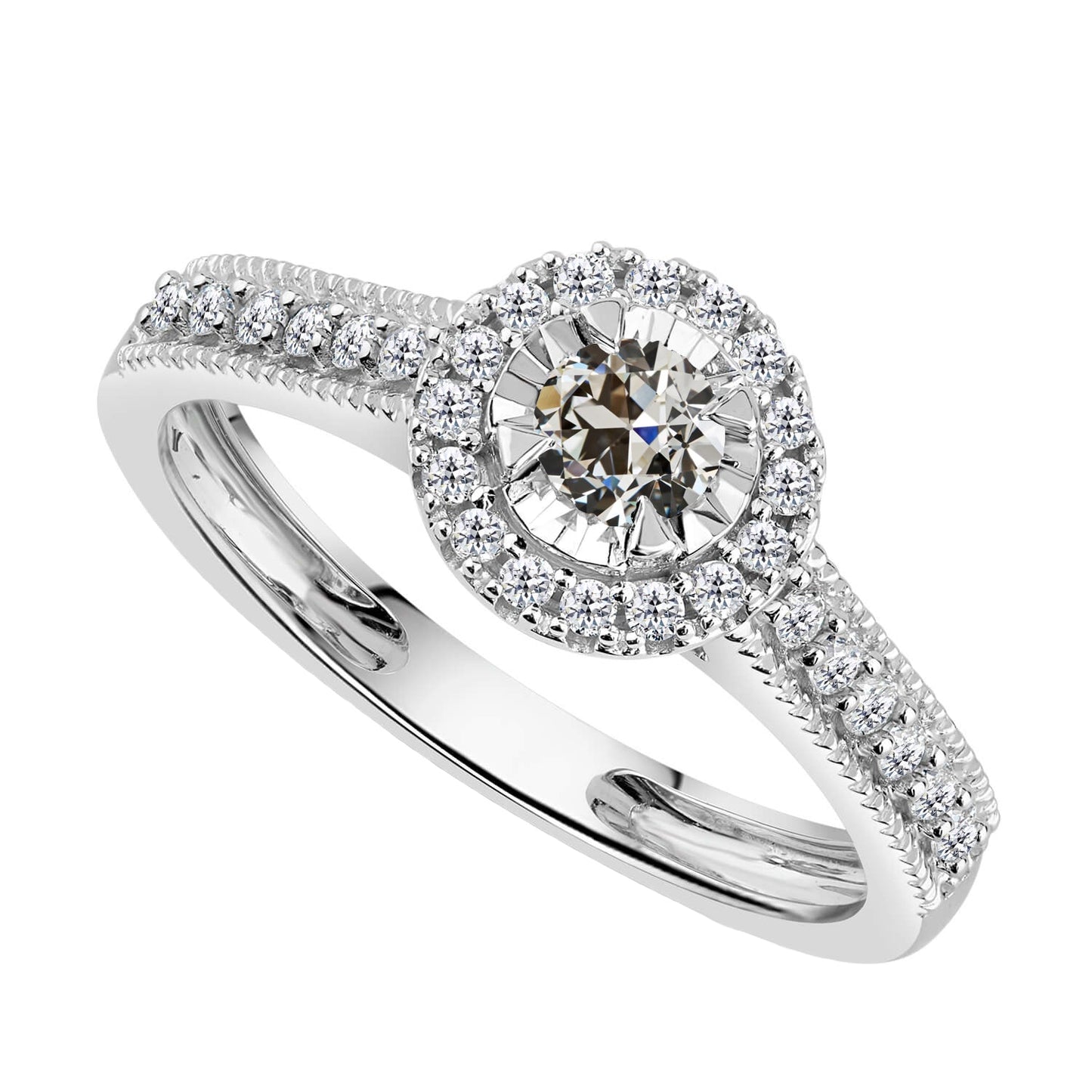 Diamond Halo Setting Ring 3-ct 14 Karat White Gold – main view