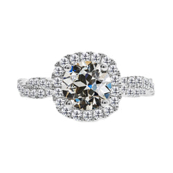 Luxury Antique Cushion Diamond Halo Ring – 2 ct 14K White Gold