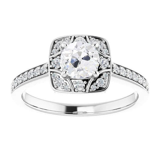 Halo Old Mine Cut Real Diamond Ring With Accents Jewelry 3.75 Carats