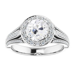 Halo Old Miner Natural Diamond With Triple-Row Accents Prong Set 5.50 Carats