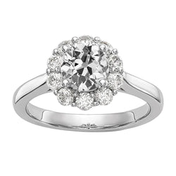 Halo Old Miner Real Natural Earth Mined Diamond Ring Flower Style White Gold 2.75 Carats