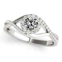 Halo Old Miner Real Natural Earth Mined Diamond Ring Pave Set Twisted Split Shank 3 Carats