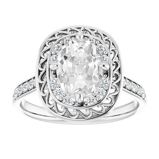 Halo Oval Genuine Old Miner Diamond Ring Prong Set 7.25 Carats