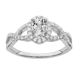 Halo Oval Old Cut Real Diamond Engagement Ring Infinity Style 5 Carats