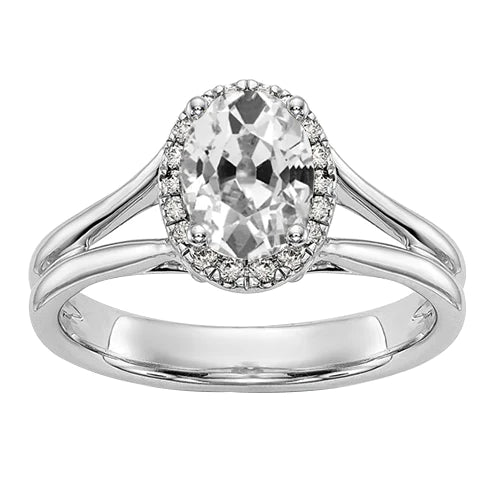 Halo Oval Old Mine Cut Real Diamond Wedding Ring Split Shank 4 Carats