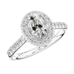 Fine Diamond Anniversary Ring Halo Ring 3 ct in 14 Karat White